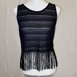 H&M Knit Black Fringe Crop Top
